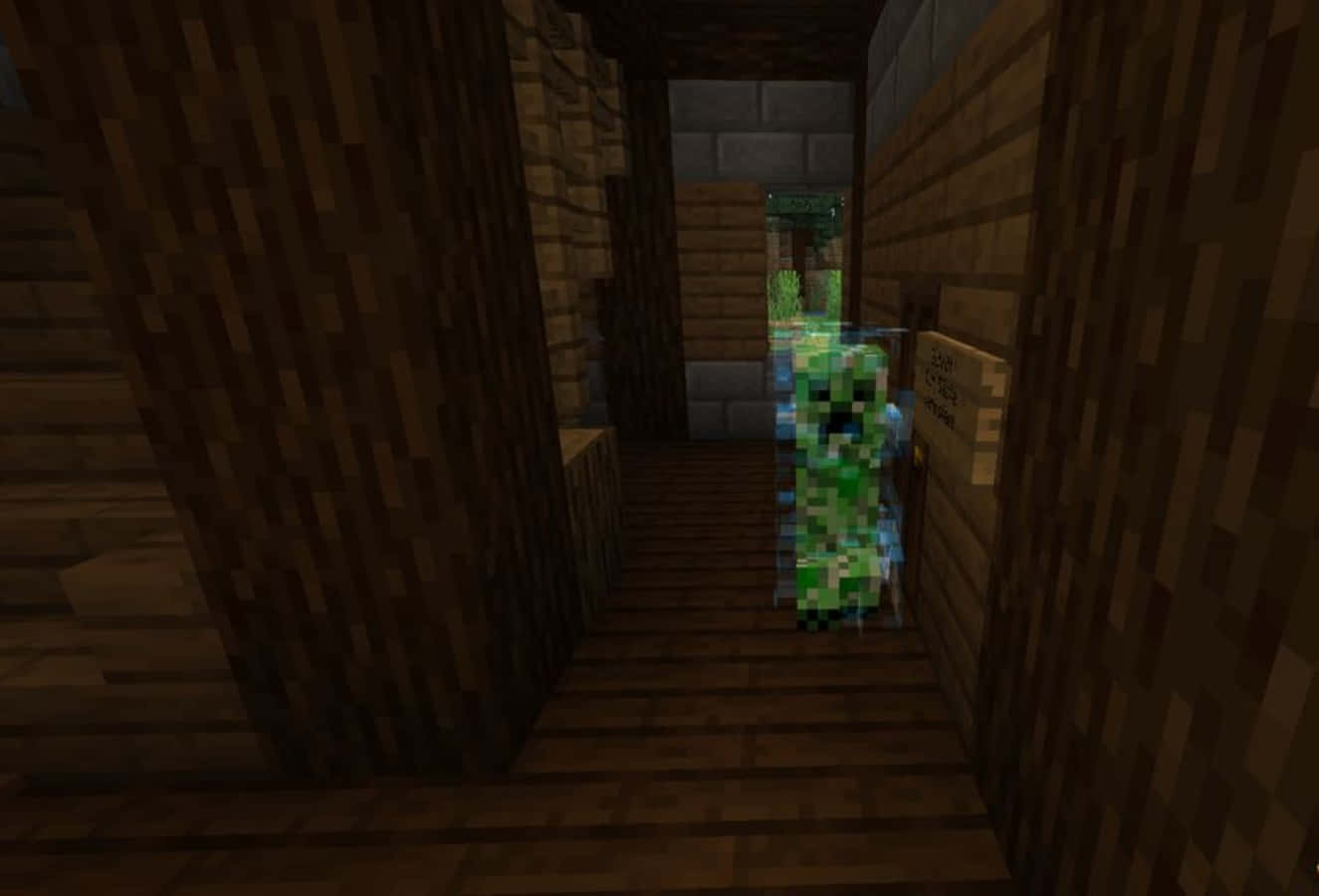 Minecraft Charged Creeper Indoors Wallpaper