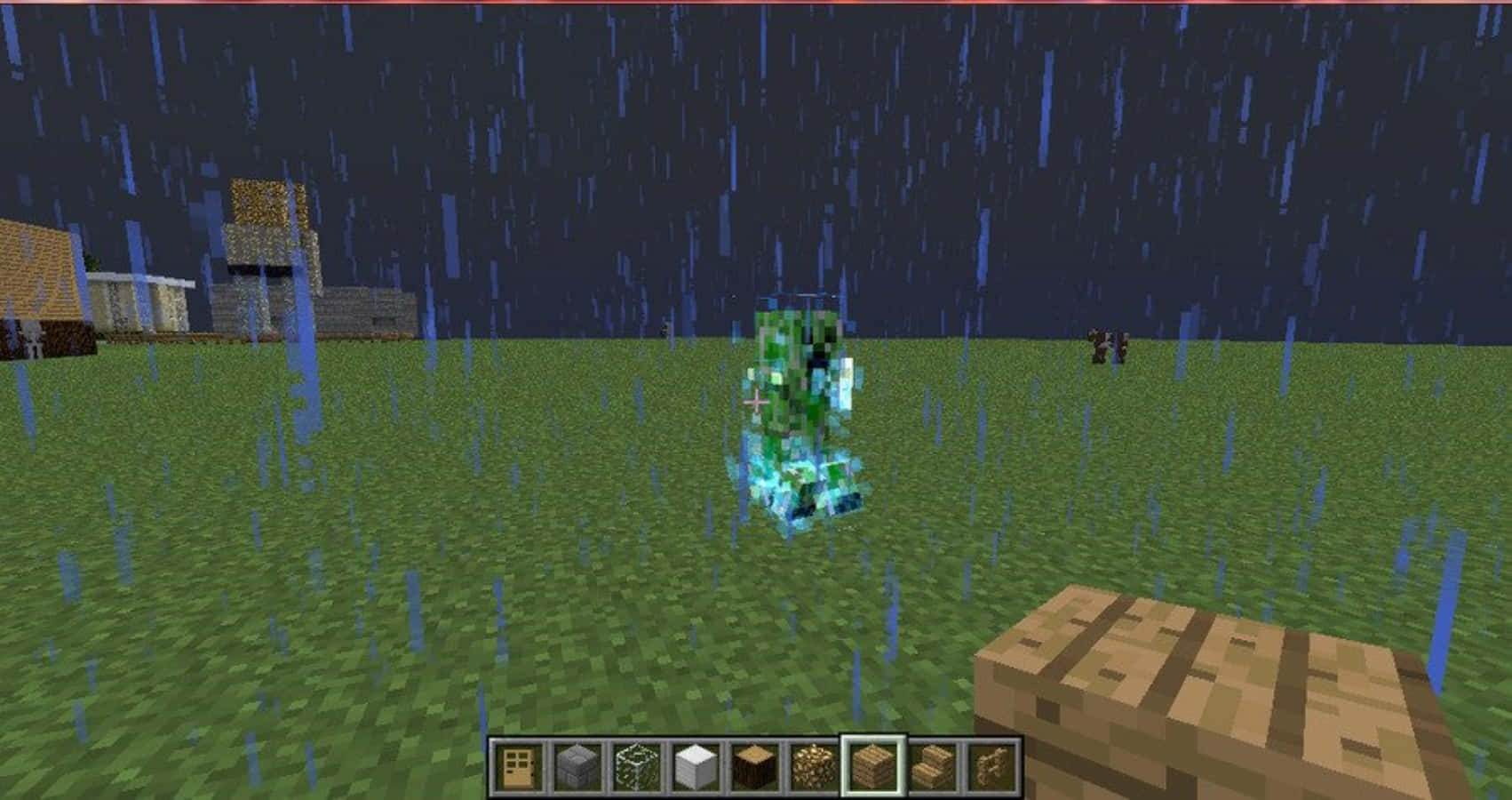 Minecraft Charged Creeperin Rain Wallpaper