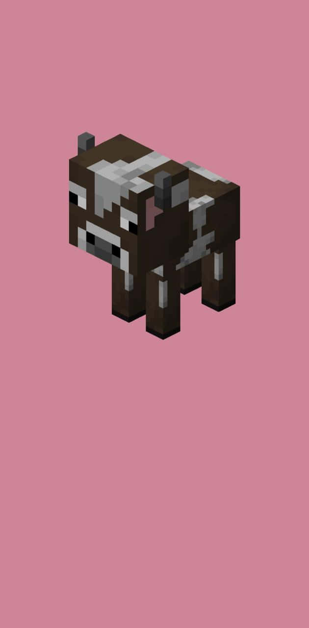 Minecraft Cow Grazing In The Wild Wallpaper