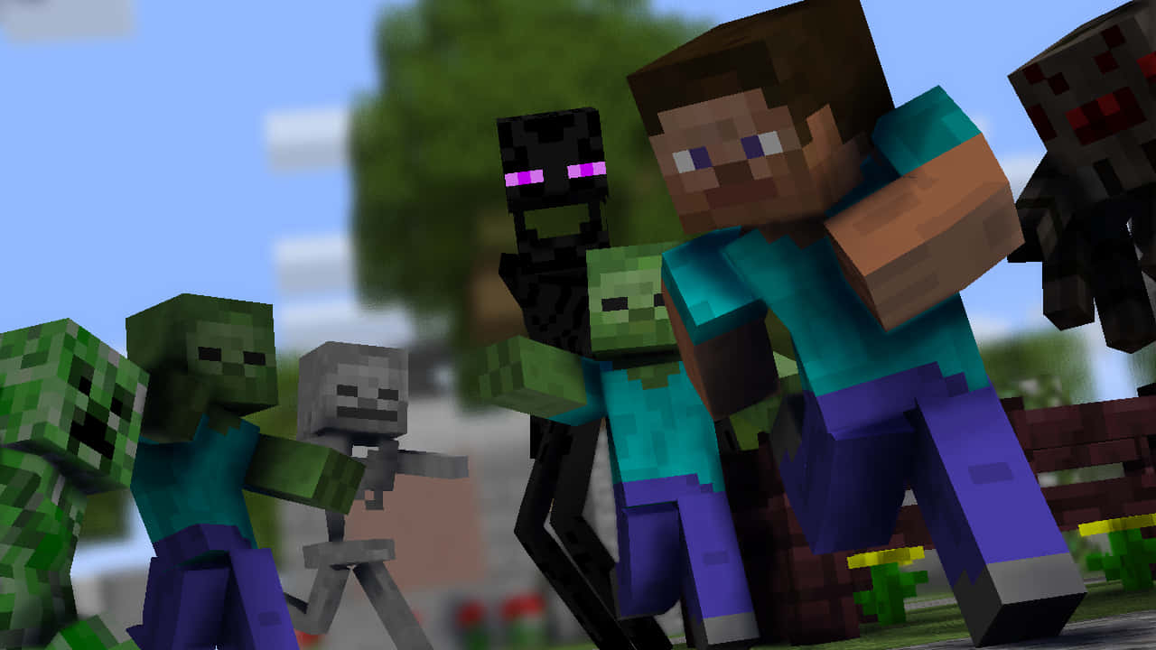 Minecraft Mobs Hunting Steve Wallpaper