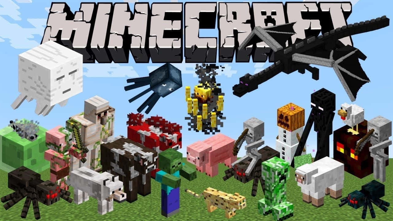 Minecraft Mobs On A Poster Wallpaper