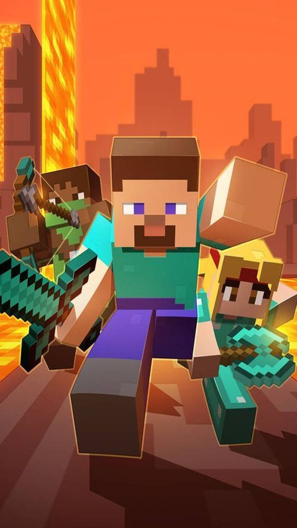 Minecraft Phone Steve And Friends Wallpaper