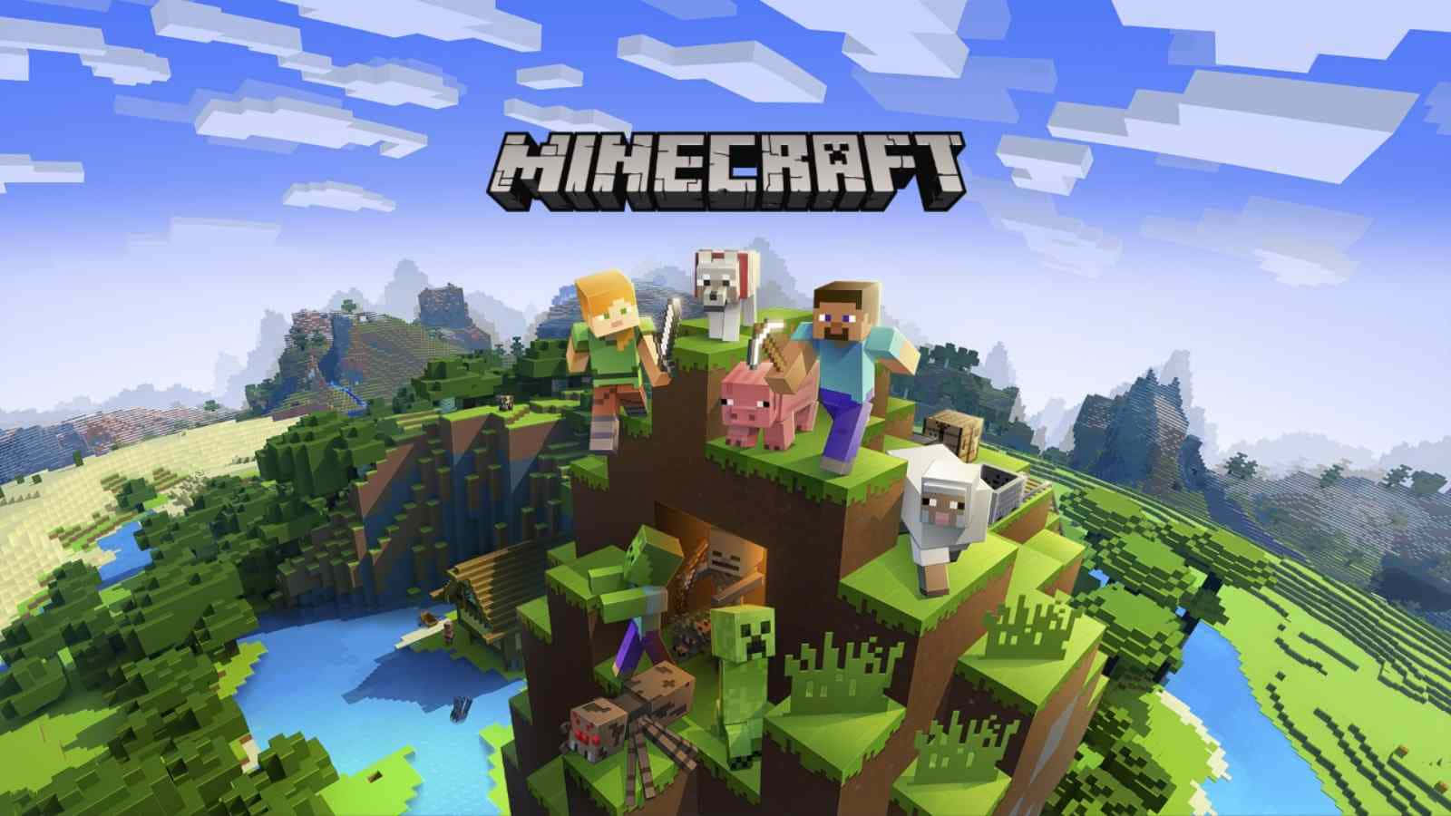 Minecraft Players Enjoying A Fun Adventure With Their Minecraft Pets Wallpaper