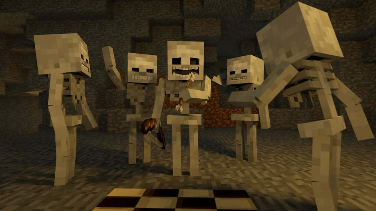 Minecraft Skeleton - The Unwavering Arch-nemesis Of Characters Wallpaper