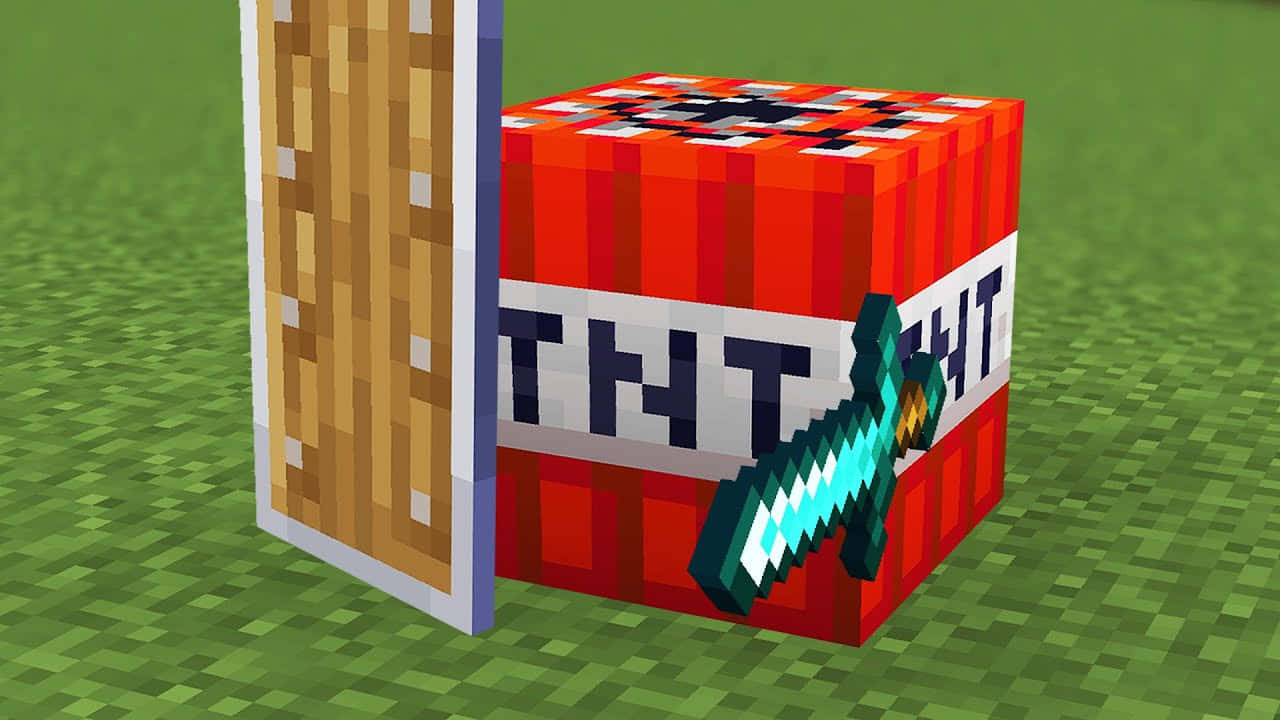 Minecraft Tnt Holding A Sword Wallpaper