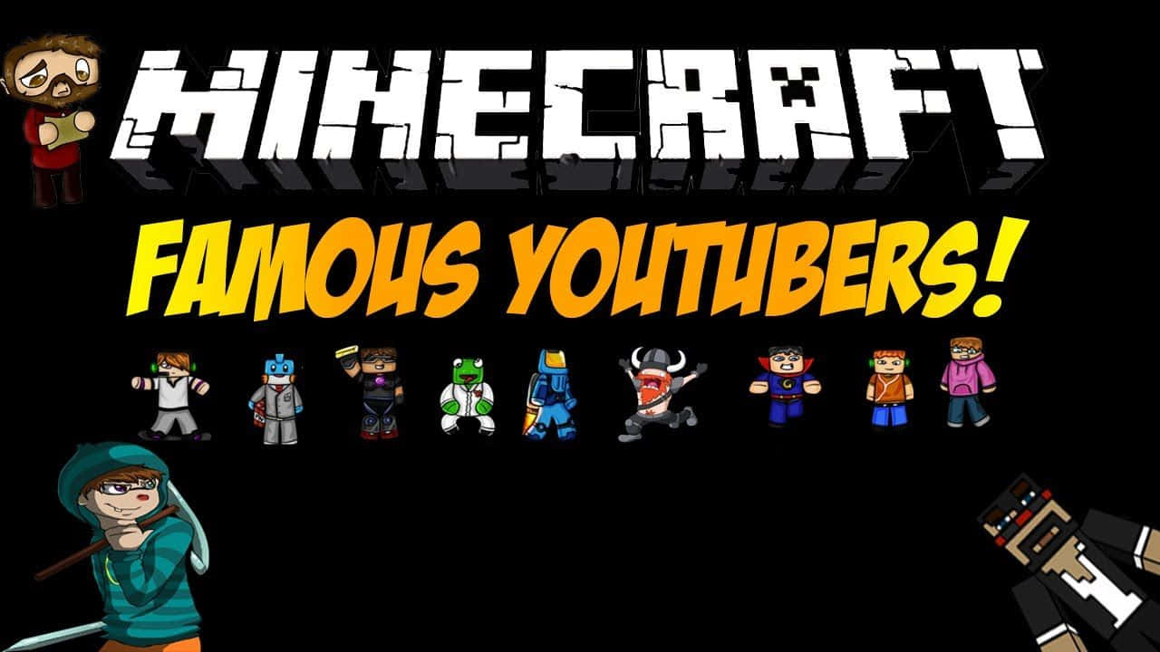 Minecraft Youtuber Group Posing Together In-game Wallpaper