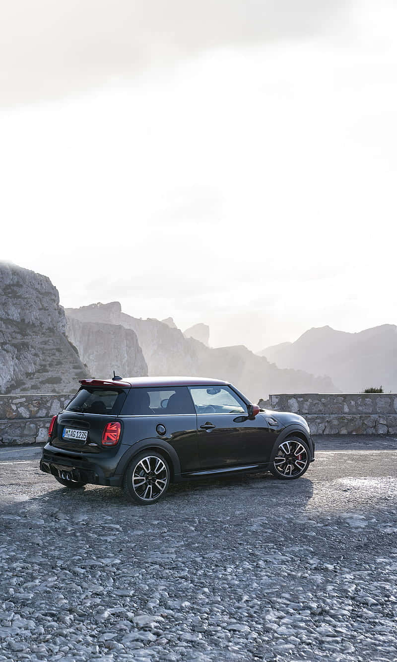 Mini Cooper S E Mountain Backdrop Wallpaper