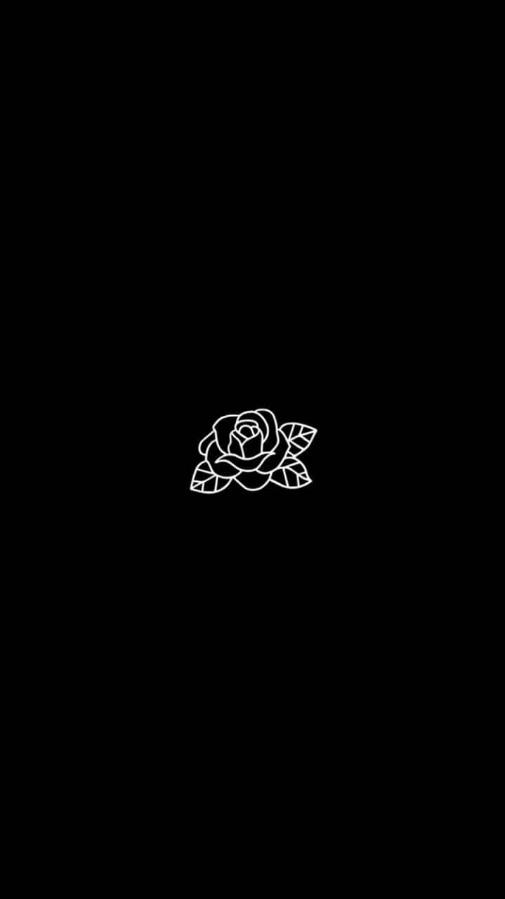 Minimalist Black Background White Rose Wallpaper