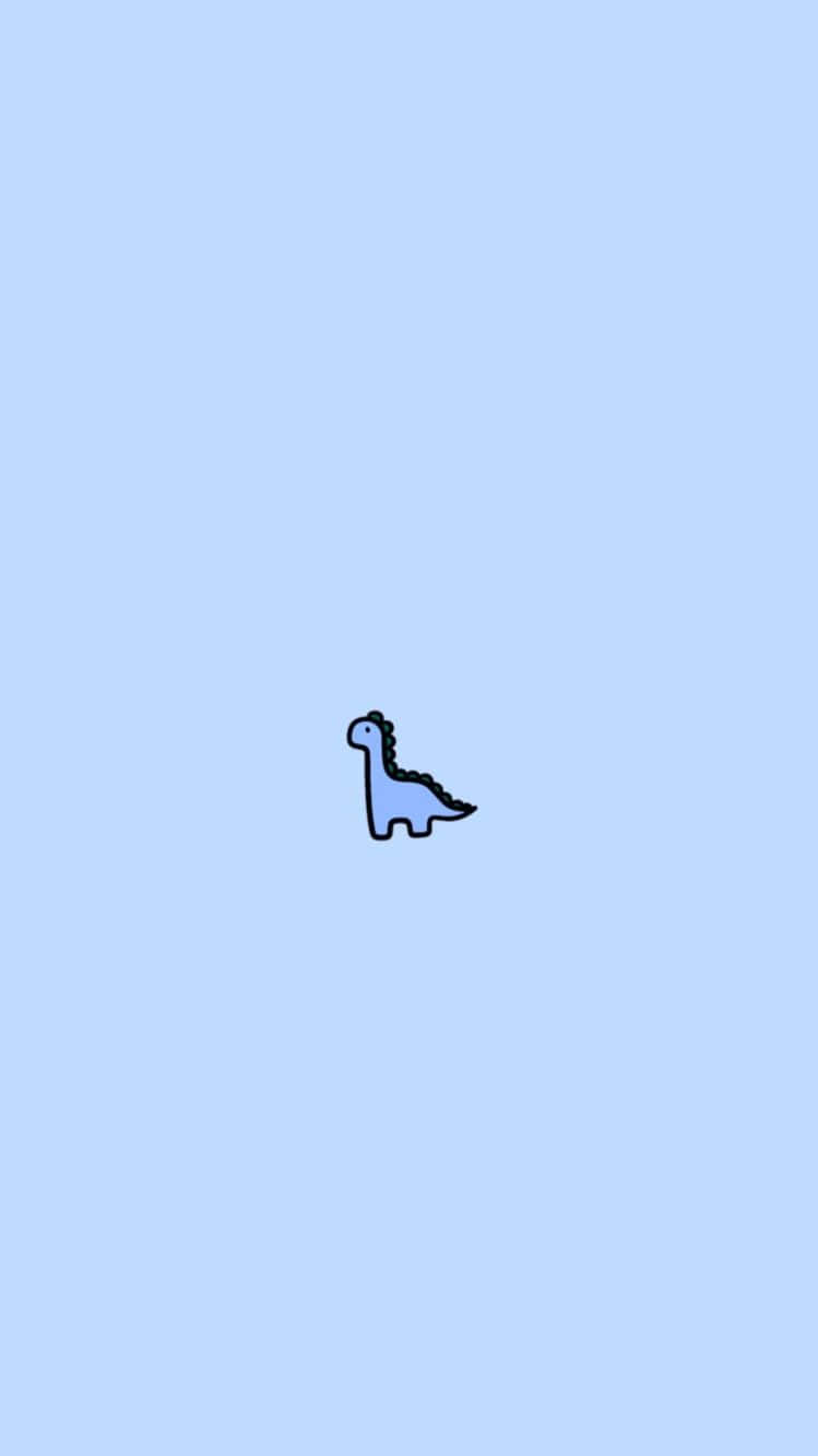 Minimalist Blue Dinosaur Illustration Wallpaper