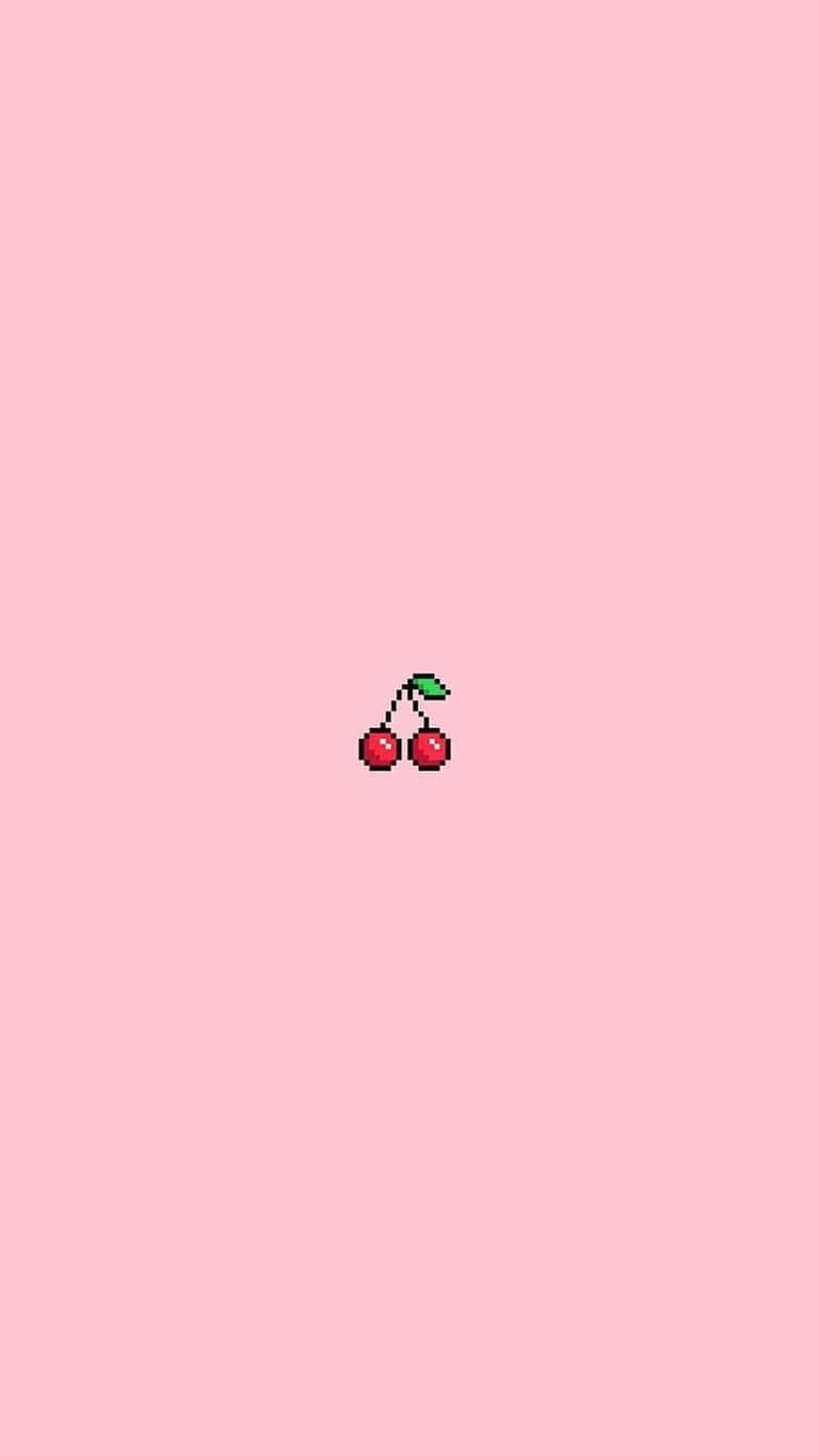 Minimalist Cherries Pink Backdrop Wallpaper