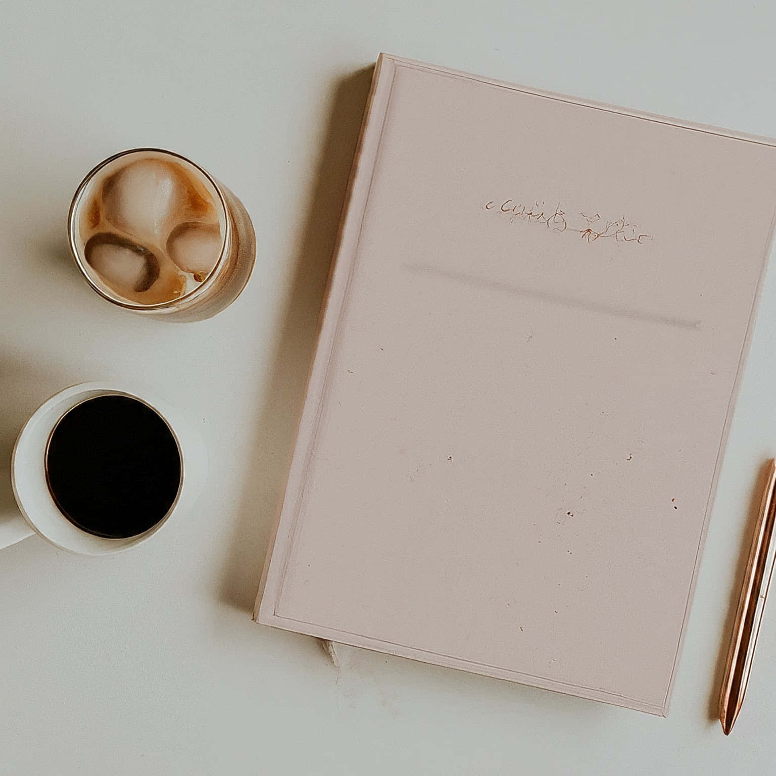 Minimalist Coffeeand Planner Setup Wallpaper