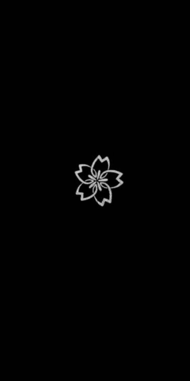 Minimalist Dark Floral On Black Wallpaper