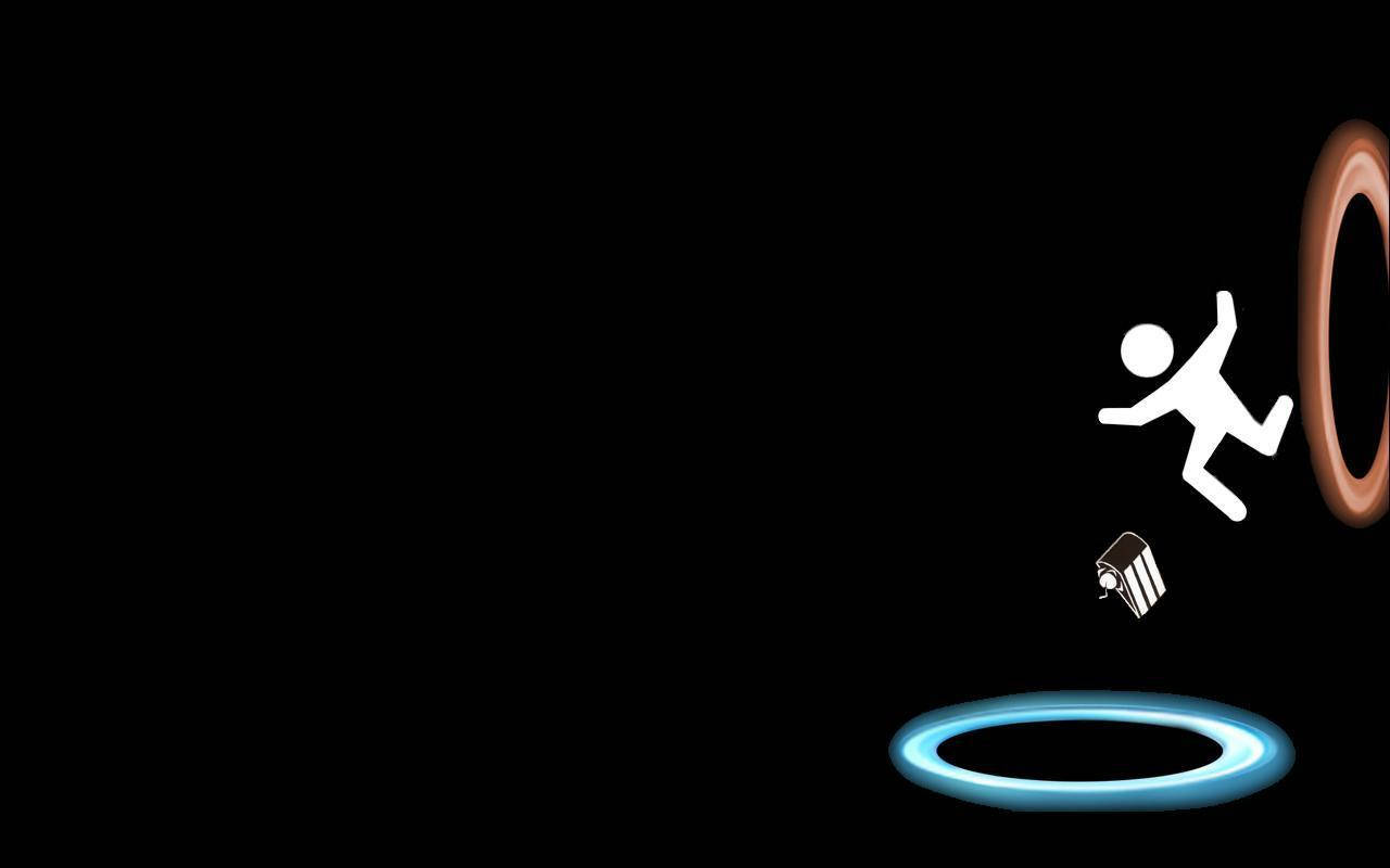 Minimalist Desktop Man Through Portal Wallpaper