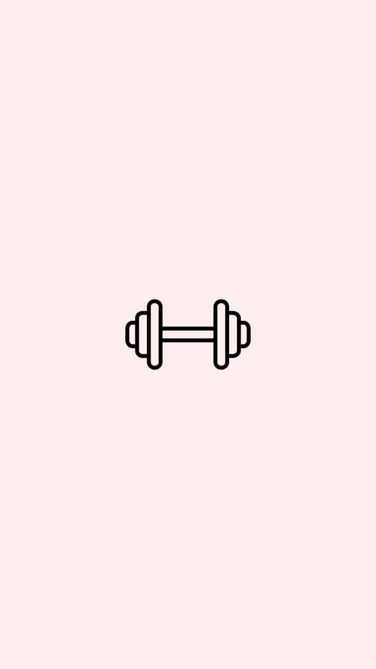 Minimalist Dumbbell Icon Pink Background Wallpaper