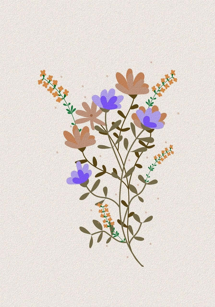 Minimalist Floral Illustration Art Wallpaper