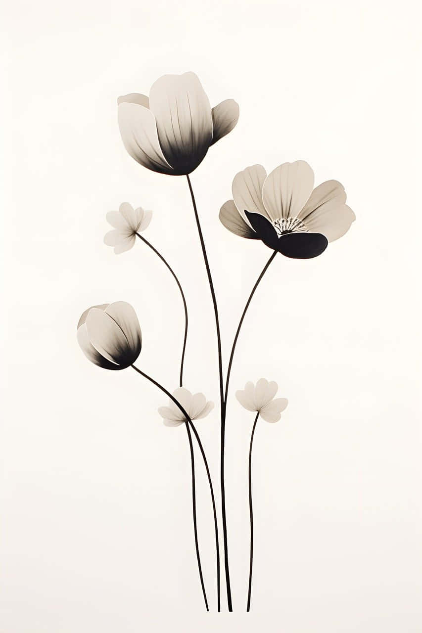 Minimalist Floral Silhouette Art Wallpaper