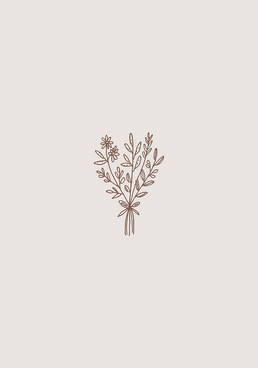 Minimalist Floral Sketch Art Wallpaper