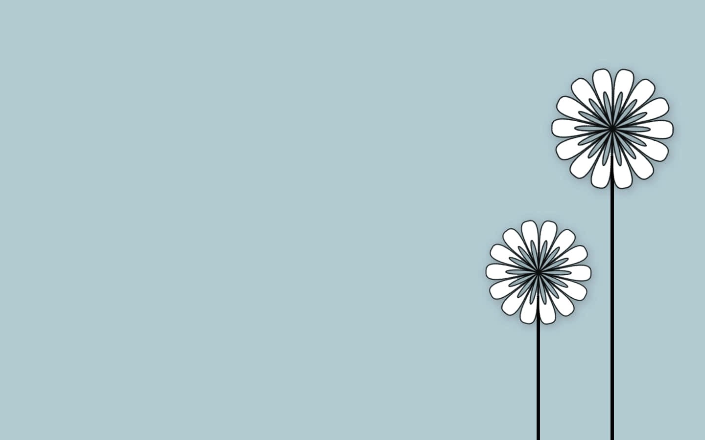 Minimalist Flower Illustrationon Blue Background Wallpaper