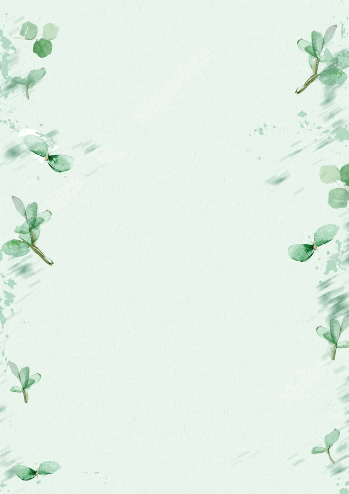 Minimalist Green Eucalyptus Frame Wallpaper