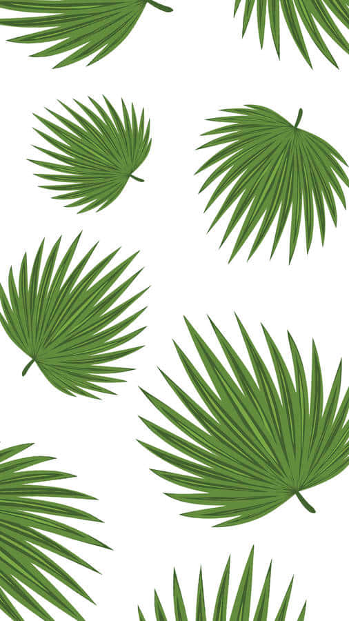 Minimalist Green Palm Leaves Pattern Wallpaper