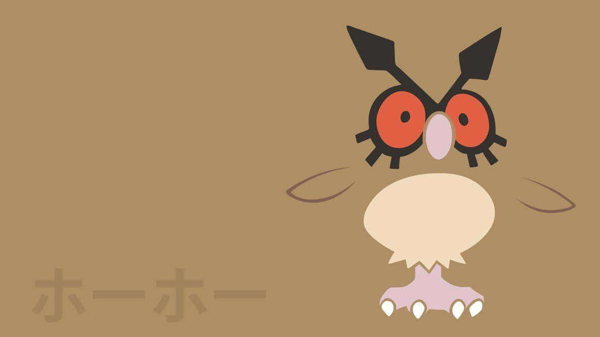 Minimalist Hoothoot Illustration With Japanese Name Wallpaper