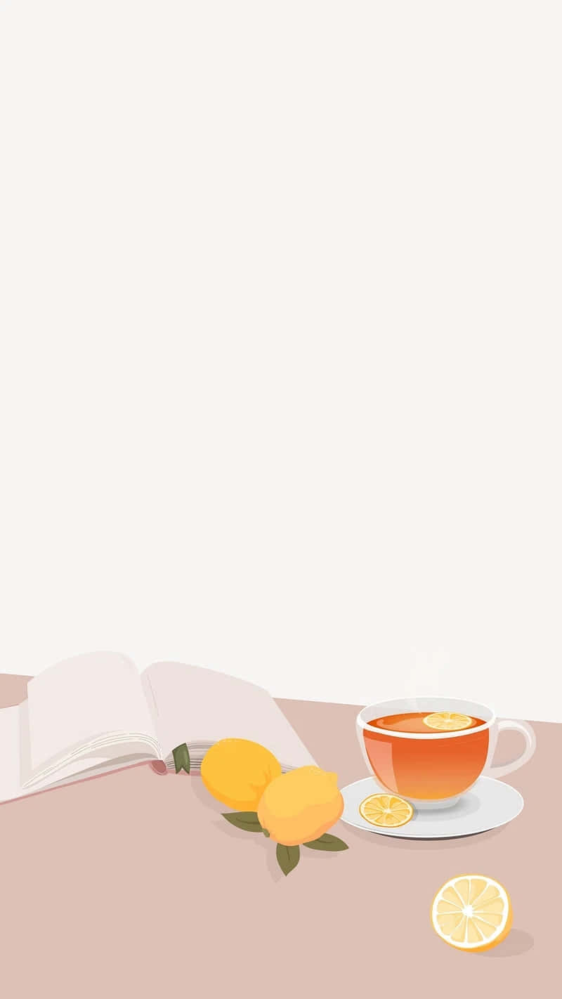 Minimalist Lemon Teaand Book Wallpaper