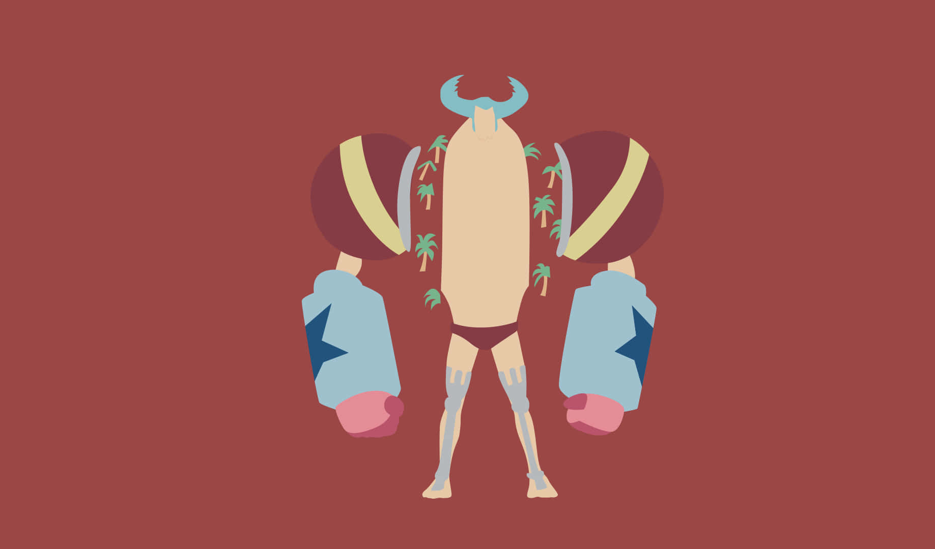 Minimalist One Piece Iron Man Franky Wallpaper