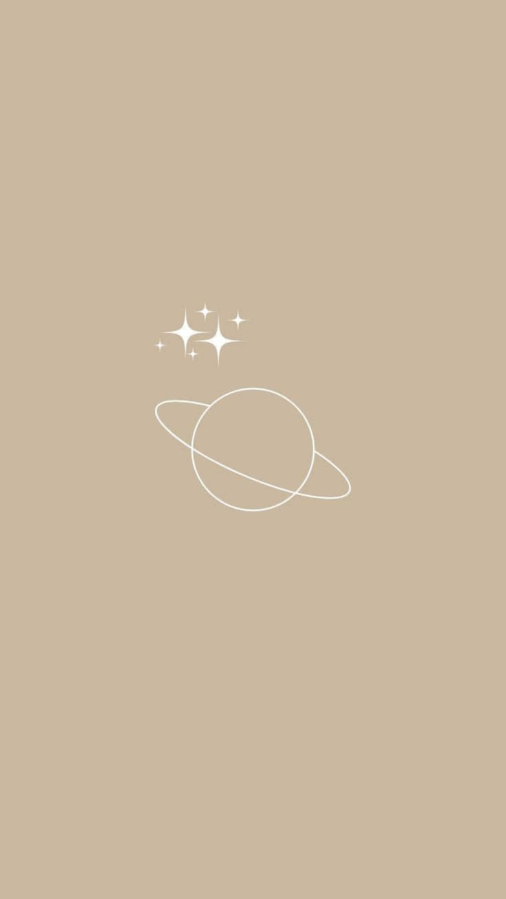 Minimalist Saturnand Stars Artwork Wallpaper