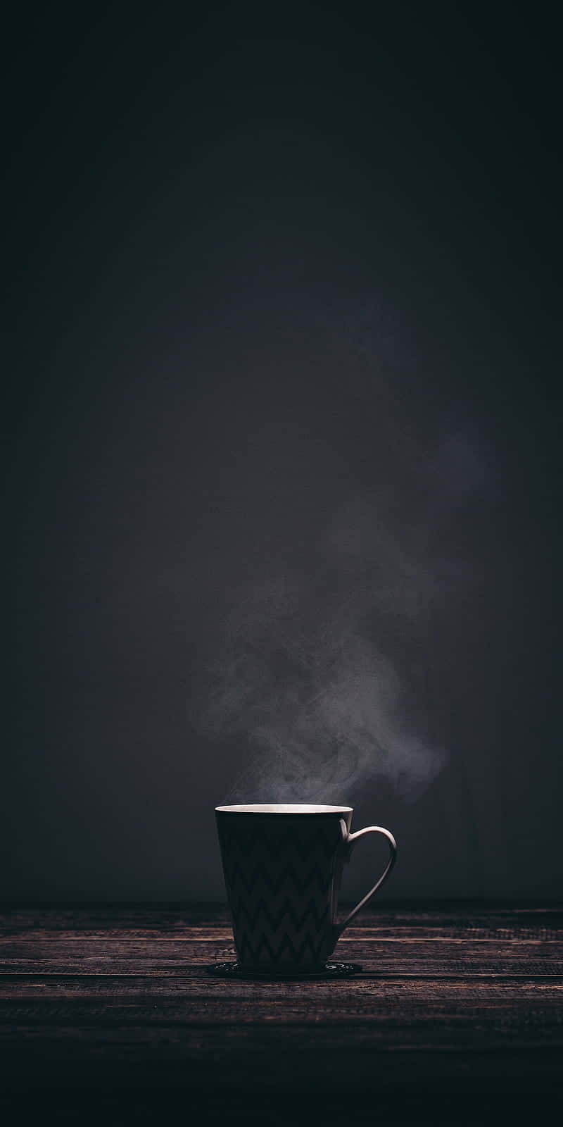 Minimalist Steaming Tea Cup Dark Background.jpg Wallpaper