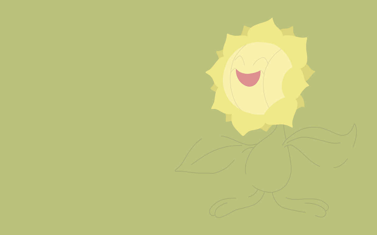 Minimalist Sunflora With Green Background Wallpaper