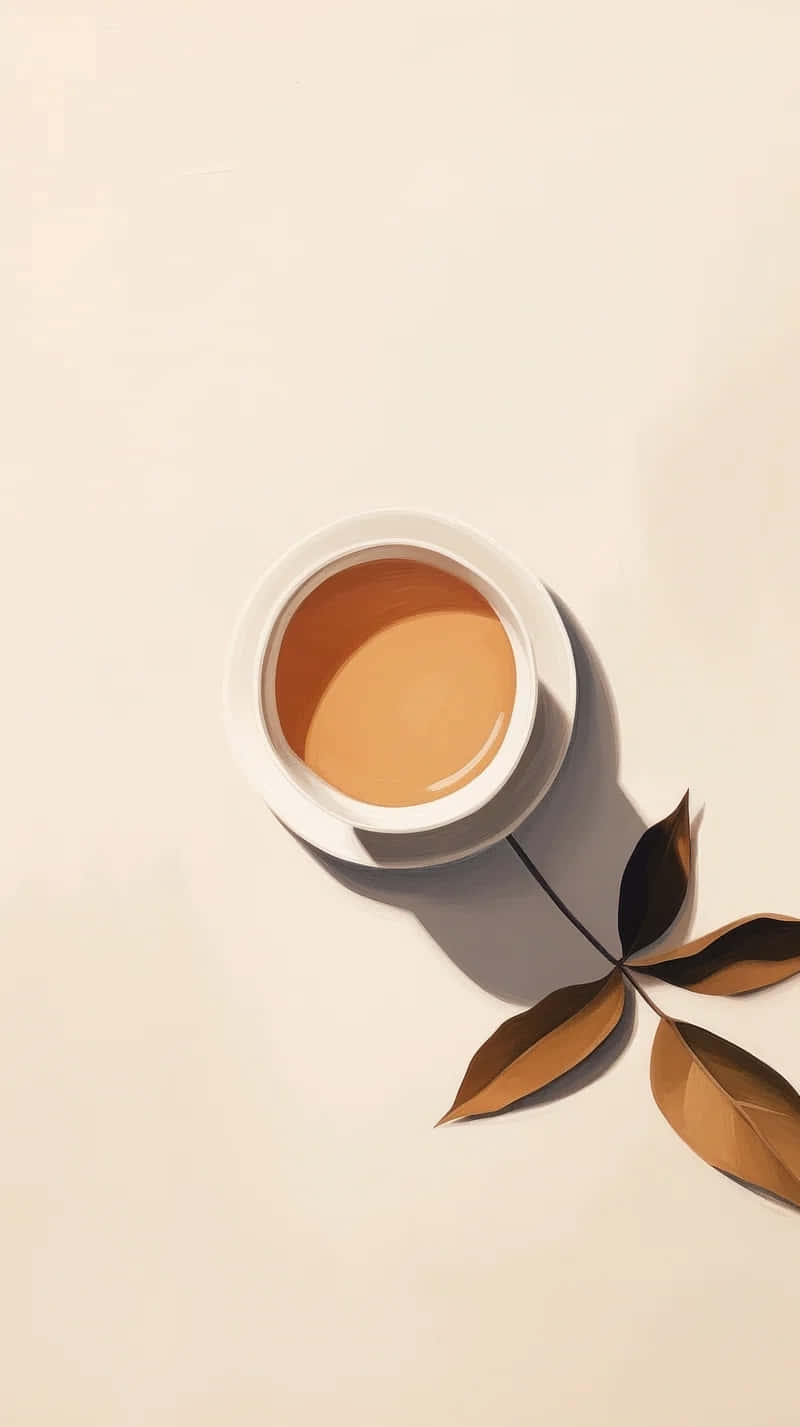 Minimalist Tea Compositionwith Leaves Wallpaper