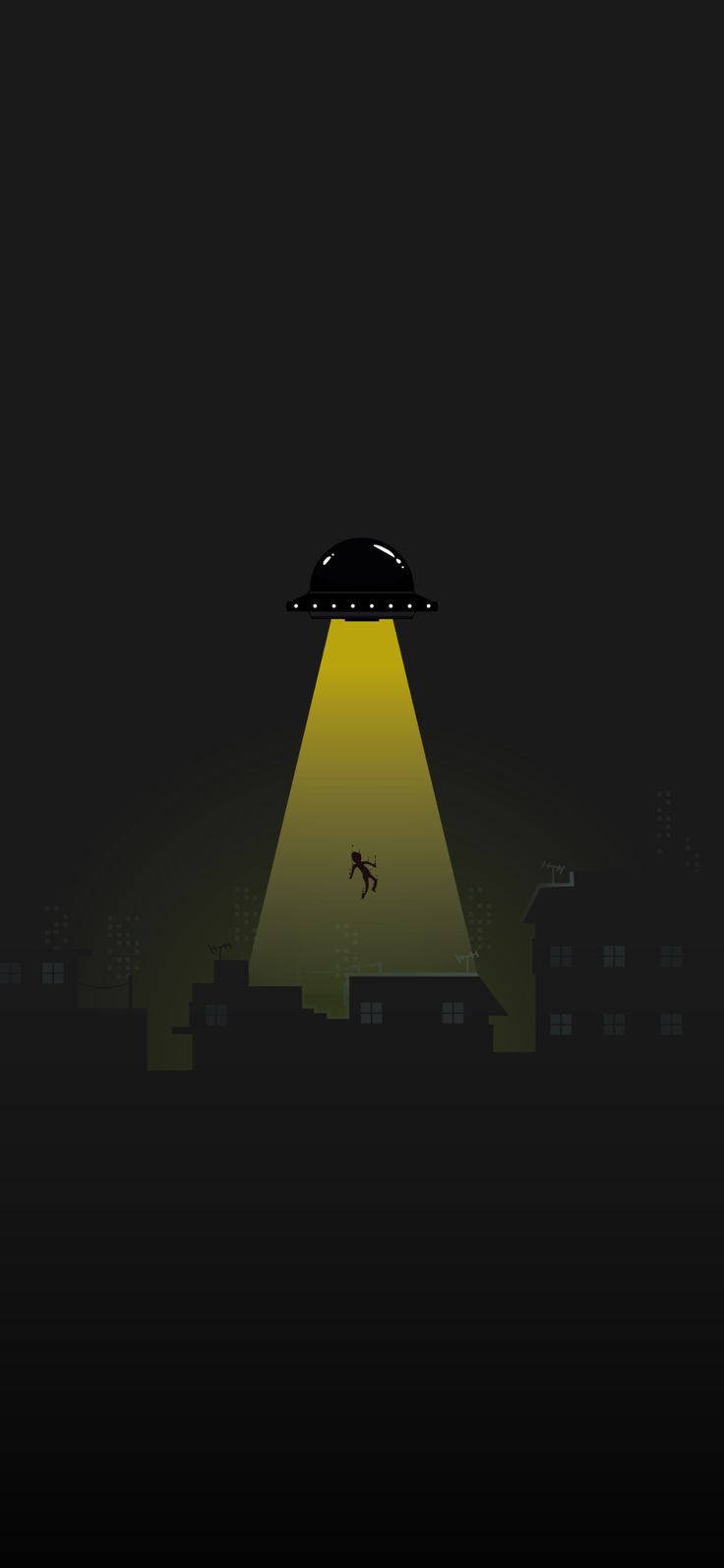 Minimalist Ufo Abducting Person Wallpaper