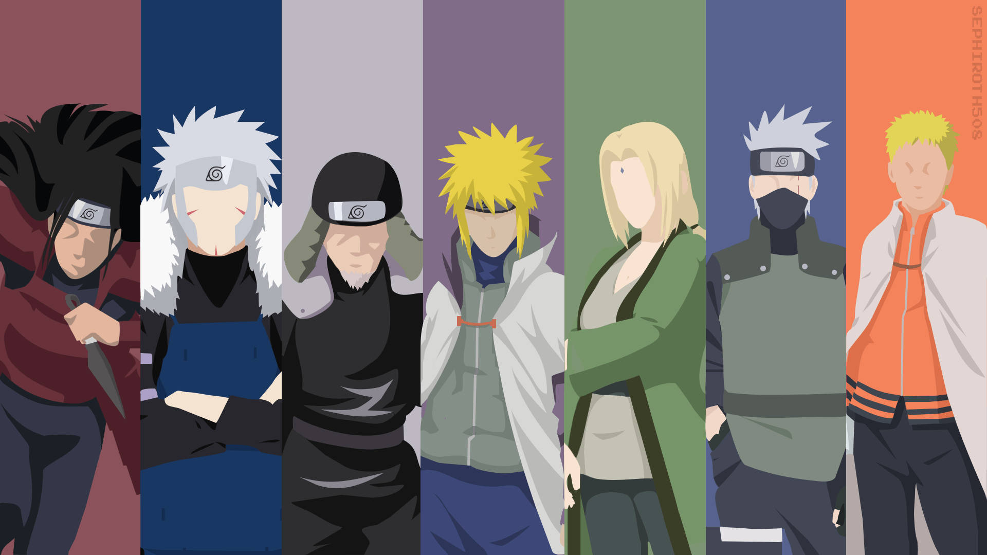 Minimalist Vector Art The Seven Naruto Hokage Wallpaper