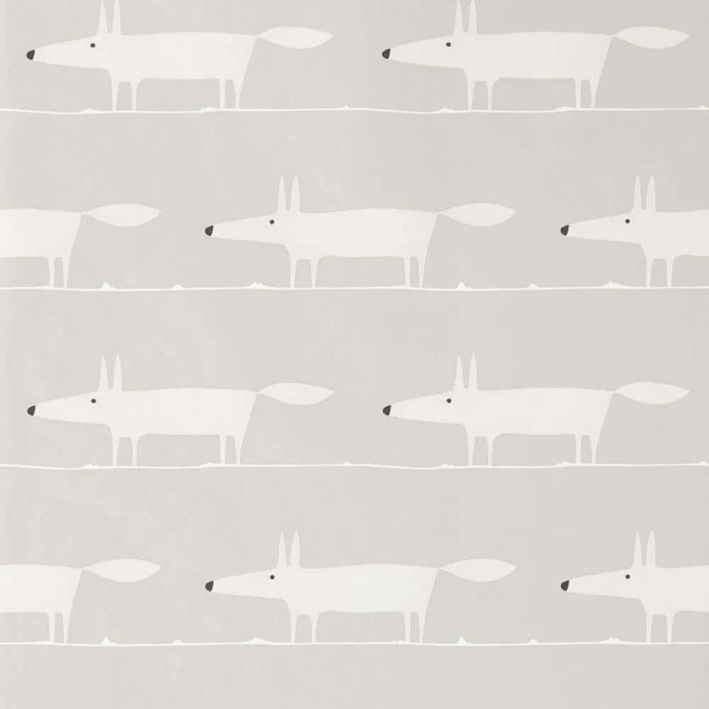 Minimalist White Dog Pattern Wallpaper