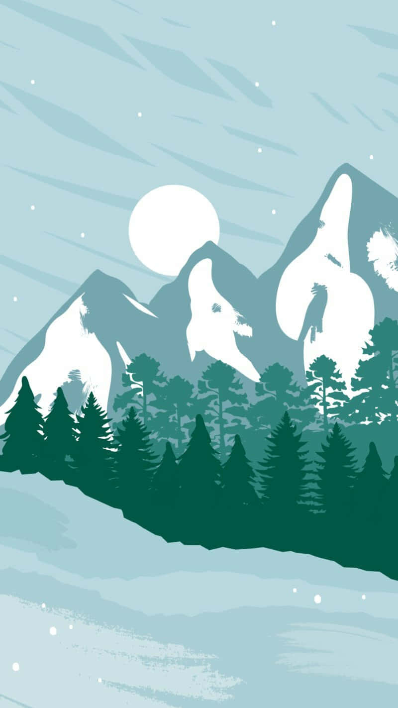 Minimalist_ Winter_ Mountain_ Scene Wallpaper