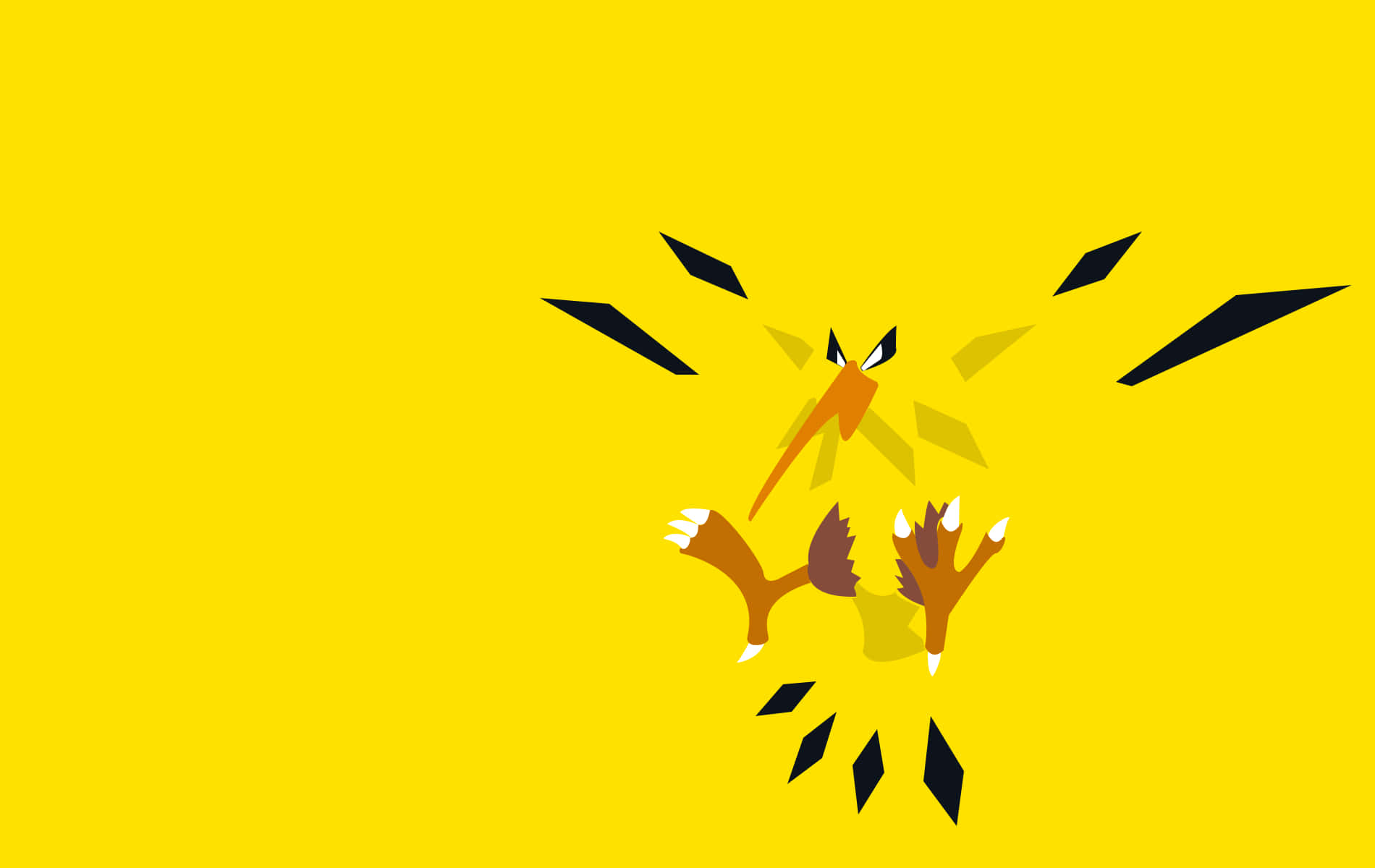 Minimalist Zapdos On Yellow Background Wallpaper