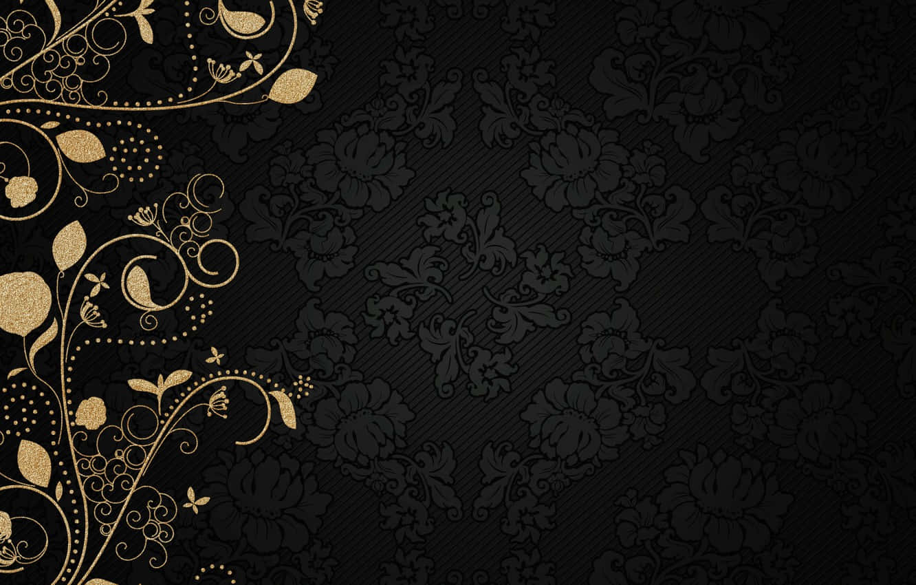 Minimalistic Black And Gold Desktop Setup Wallpaper