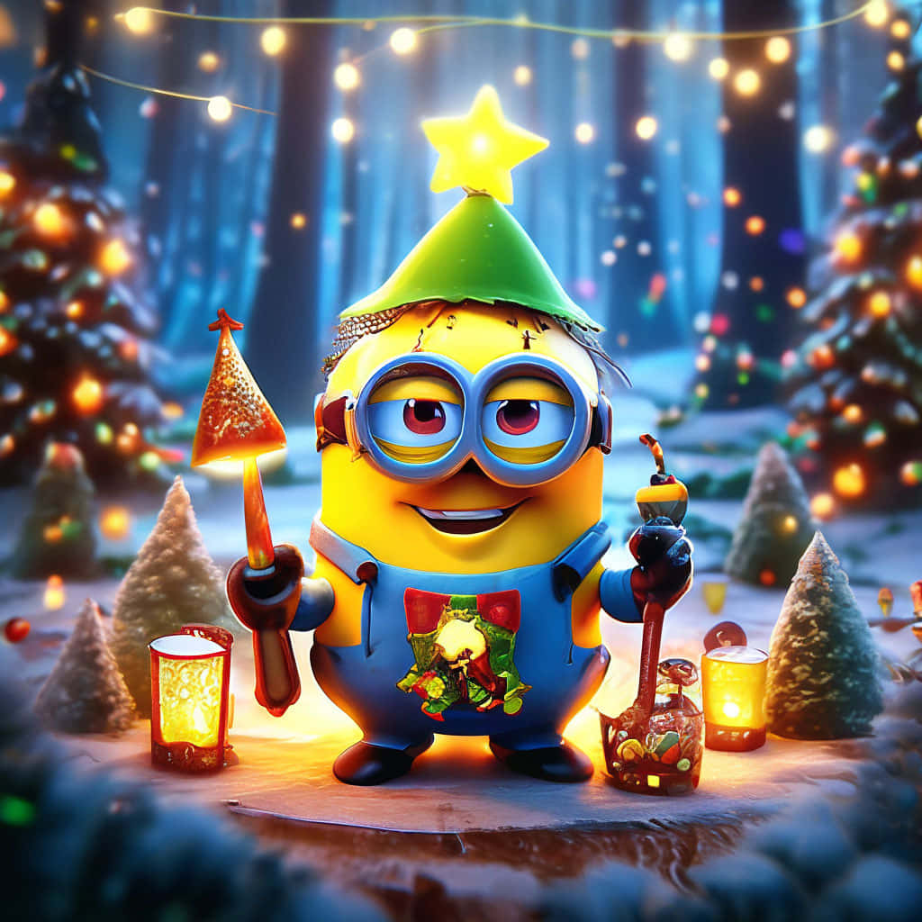 Minion Christmas Celebration Wallpaper