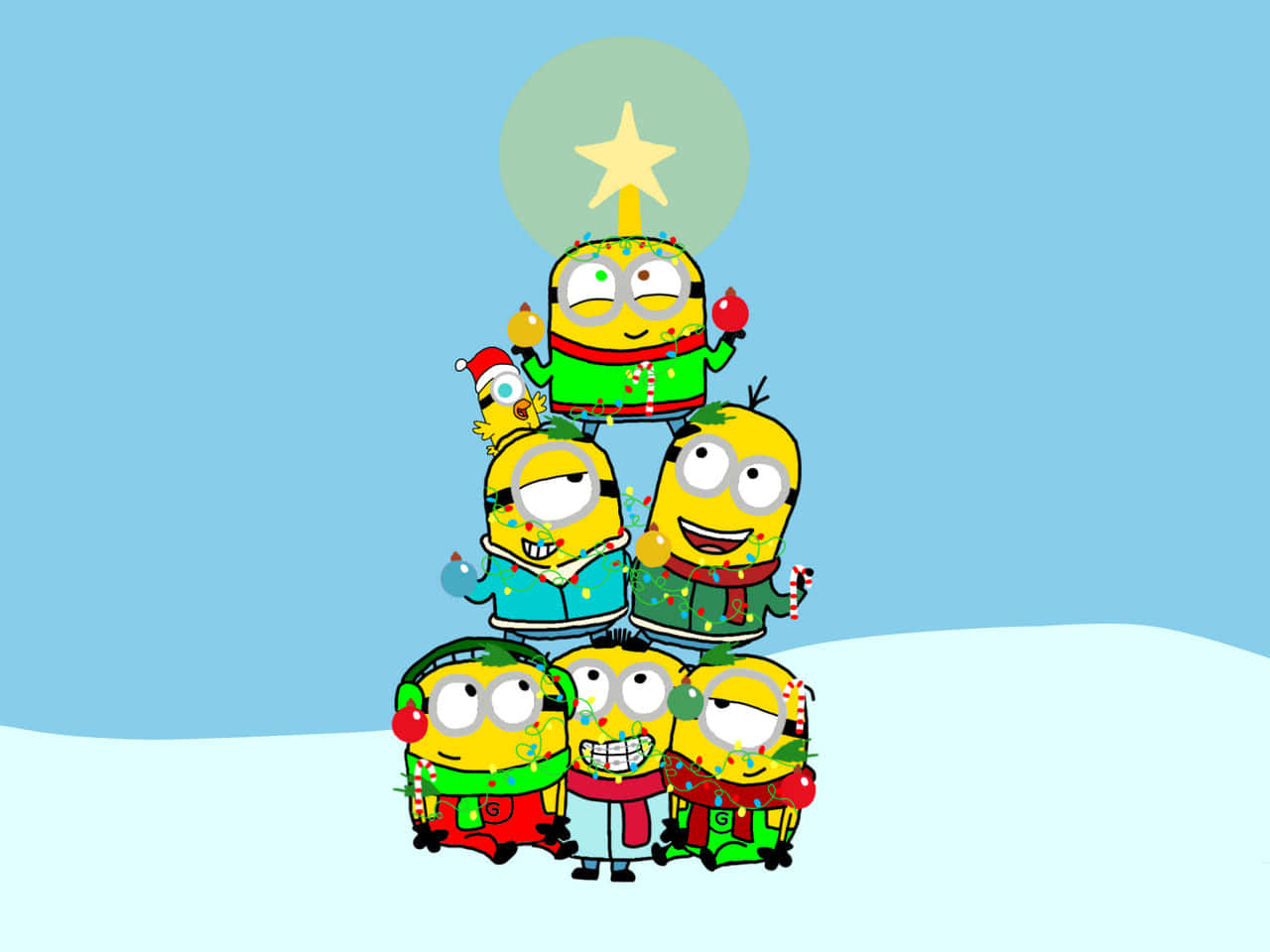 Minion Christmas Tree Formation Wallpaper