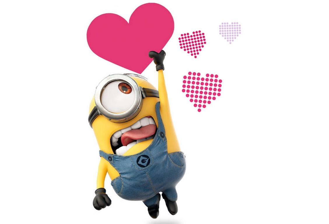 Minion Hanging On Heart Wallpaper