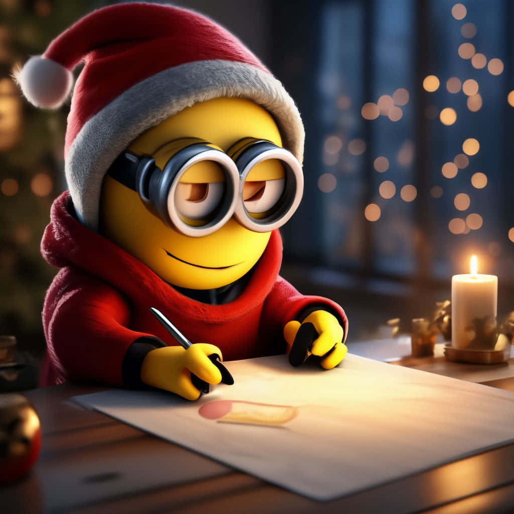 Minion Writing Christmas Letter Wallpaper