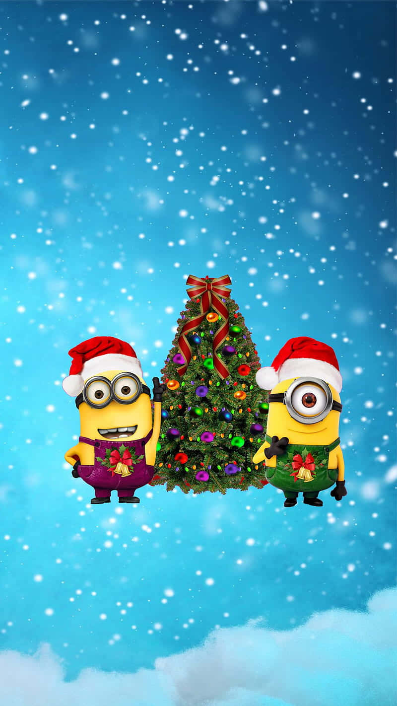 Minions Christmas Celebration Wallpaper