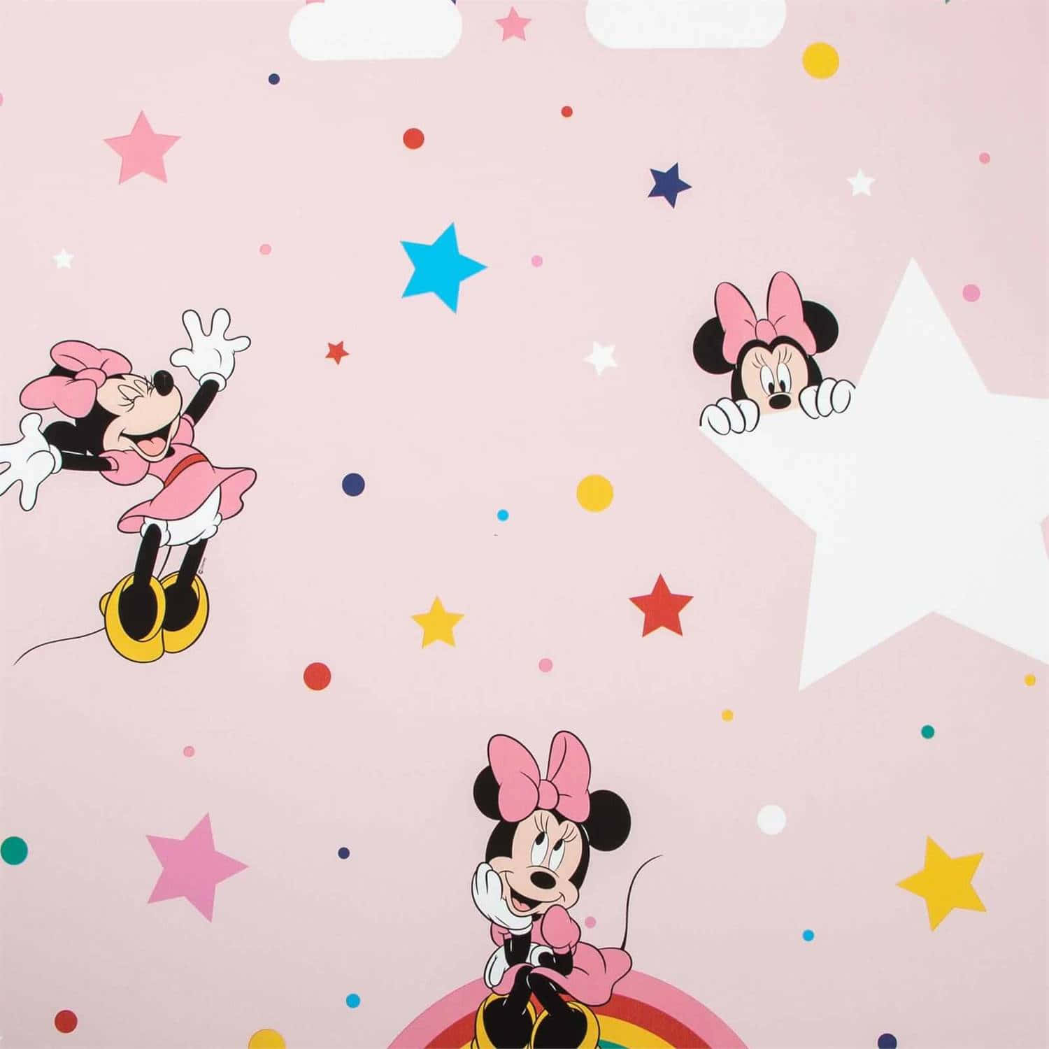 Minnie Mouse And Her Friends Are On A Pink Background Wallpaper