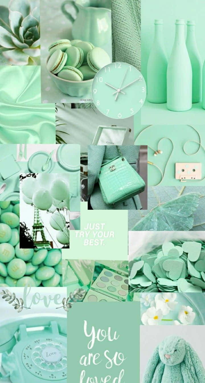 Mint Aesthetic Collage Wallpaper