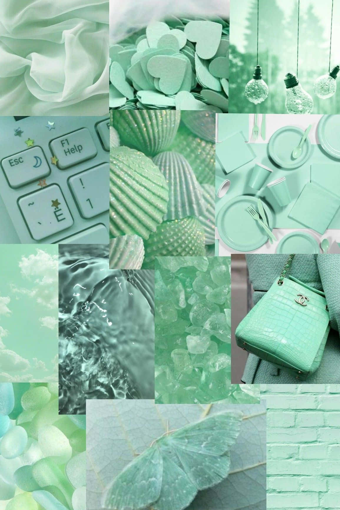 Mint Aesthetic Collage.jpg Wallpaper