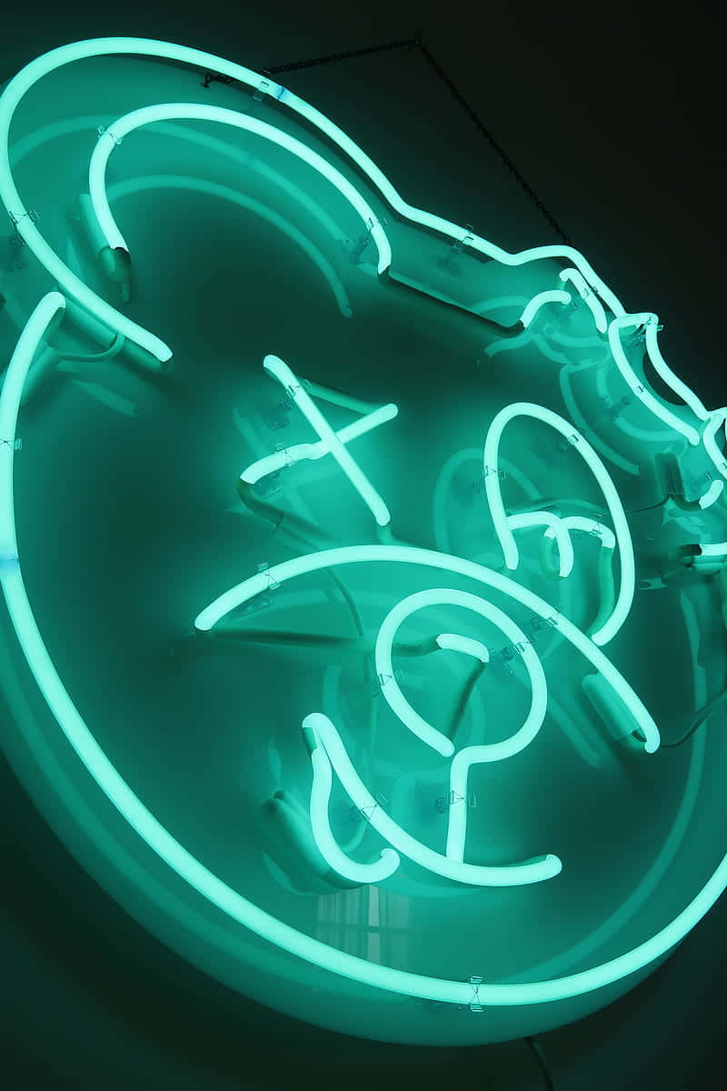 Mint Neon Sign Aesthetic.jpg Wallpaper