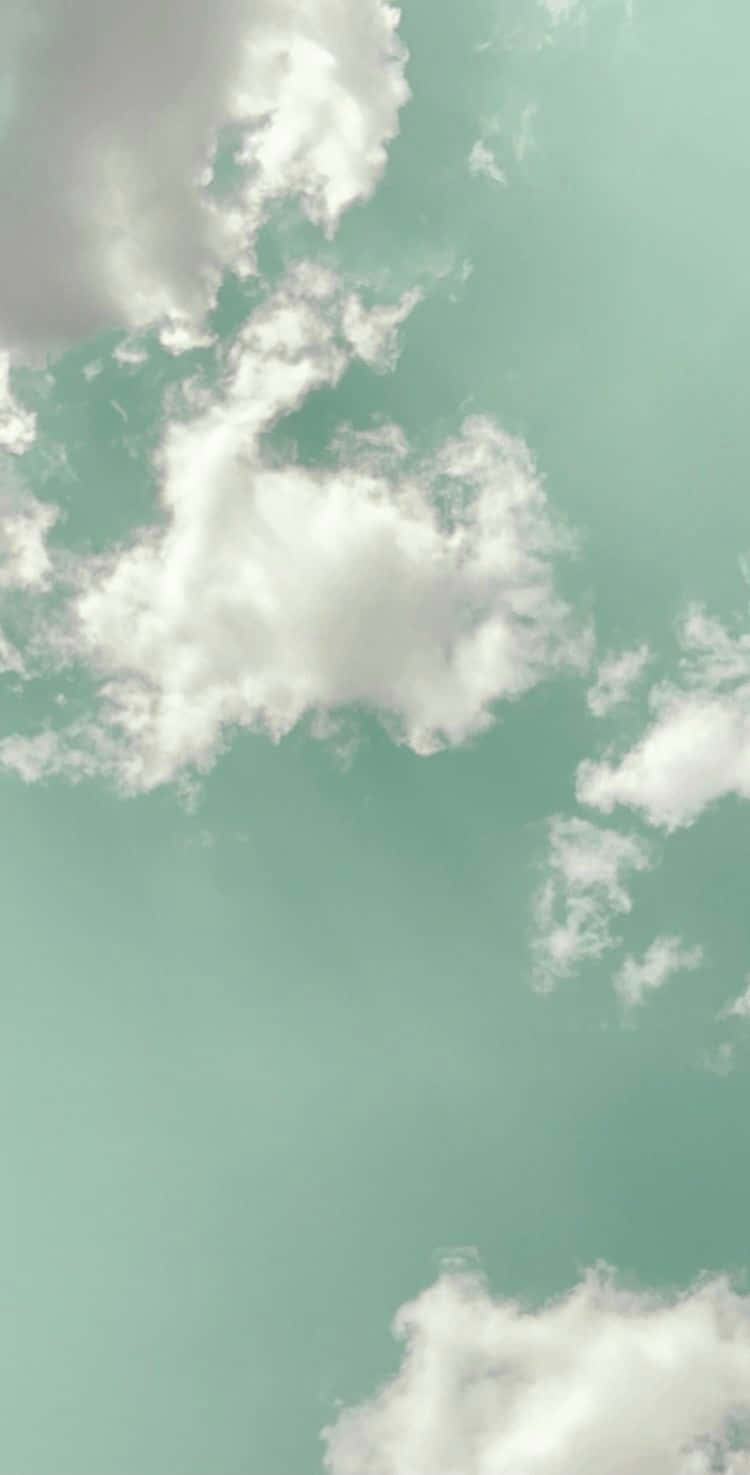 Mint Sky Clouds Aesthetic Wallpaper