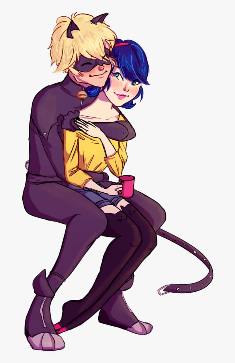 Miraculous Ladybug Adrien Cute Hug Wallpaper