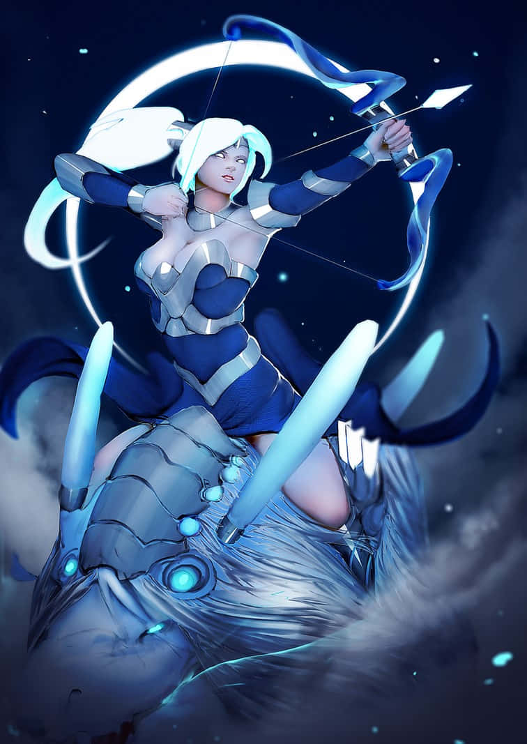 Mirana The Princess Of The Moon Wielding Her Magical Bow And Arrow Wallpaper