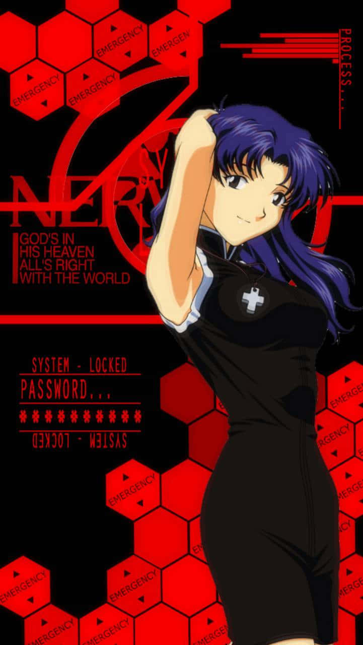 Misato Katsuragi In An Action Pose From Neon Genesis Evangelion. Wallpaper